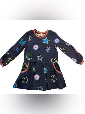 Truly Me Girls Long Sleeve Smiley Fave Dress Rhinestones